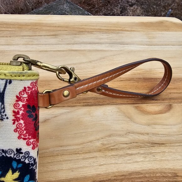 FOSSIL Mini Wristlet Wallet Clutch Printed Coated Canvas Pre-owned - Picture 3 of 7